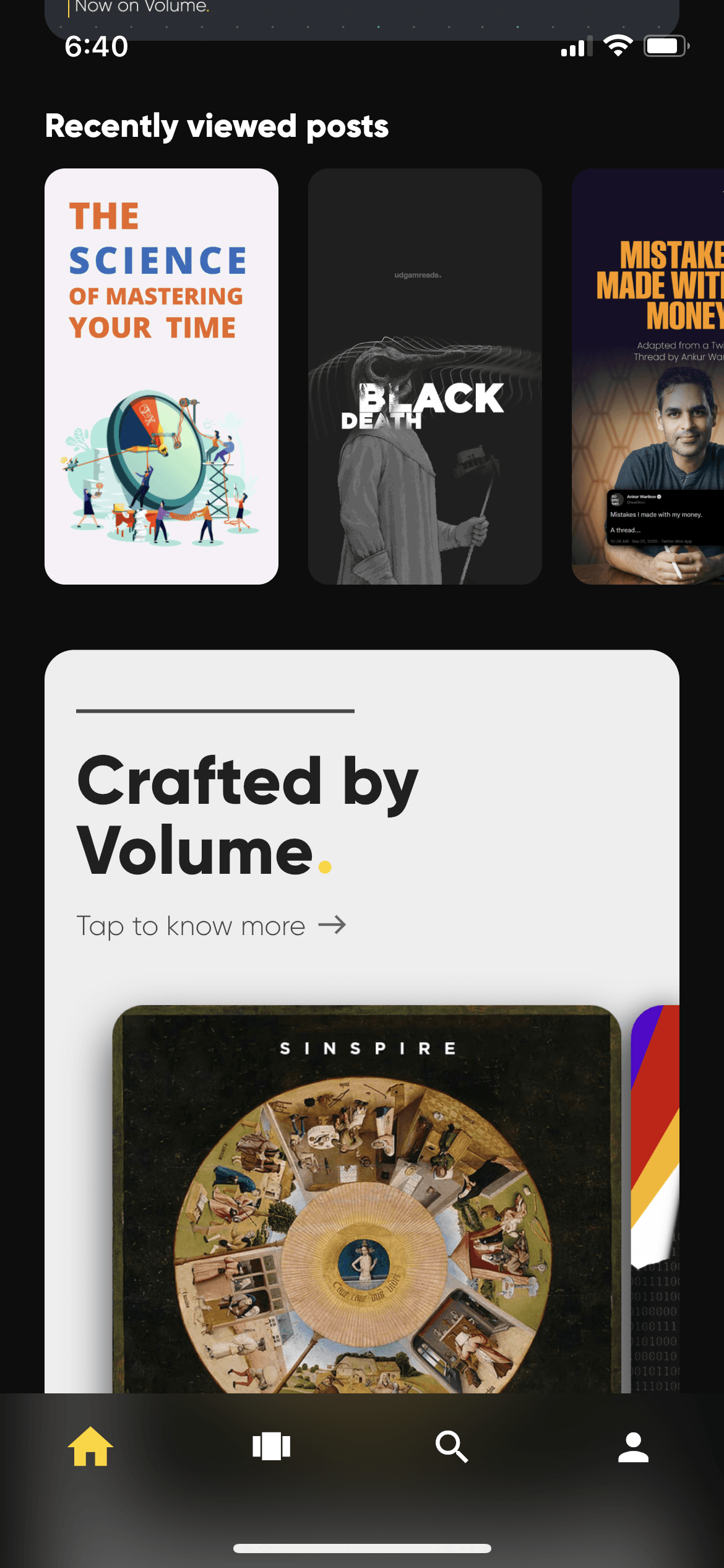 Volume UI screen